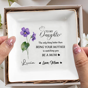 Heartfelt Message To Daughter From Mom With Flowers - Personalized Custom Jewelry Dish - DAU097_SCRD