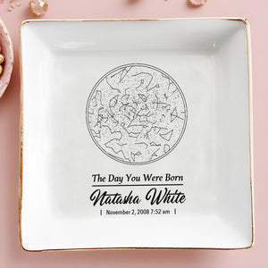 The Day You Were Born Star Map Square Dish - Personalized Custom Jewelry Dish - DAU100_SCRD