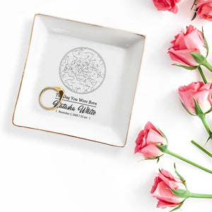 The Day You Were Born Star Map Square Dish - Personalized Custom Jewelry Dish - DAU100_SCRD