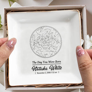 The Day You Were Born Star Map Square Dish - Personalized Custom Jewelry Dish - DAU100_SCRD