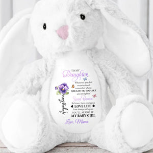 To My Daughter, Whenever You Feel Overwhelmed, Flowers and Crown - Personalized Stuffed Bunny - DAU102_BUN