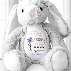 To My Daughter, Whenever You Feel Overwhelmed, Flowers and Crown - Personalized Stuffed Bunny - DAU102_BUN