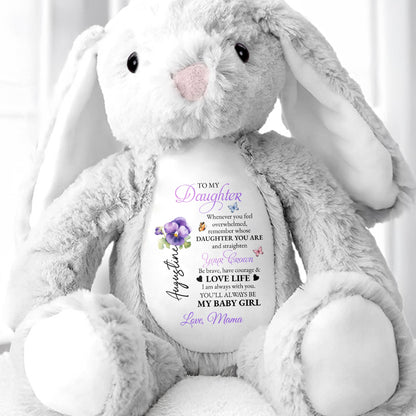 To My Daughter, Whenever You Feel Overwhelmed, Flowers and Crown - Personalized Stuffed Bunny - DAU102_BUN