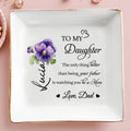 To My Daughter Love Dad Watching You Be A Mom - Personalized Custom Jewelry Dish, Square Ceramic Dish - DAU104_SCRD