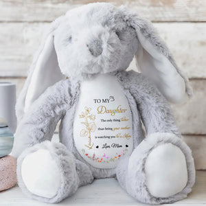 To My Daughter, The Only Thing Better Than Being your Mother, Flowers and Hearts - Personalized Stuffed Bunny - DAU106_BUN