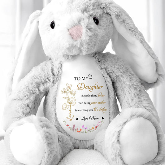To My Daughter, The Only Thing Better Than Being your Mother, Flowers and Hearts - Personalized Stuffed Bunny - DAU106_BUN