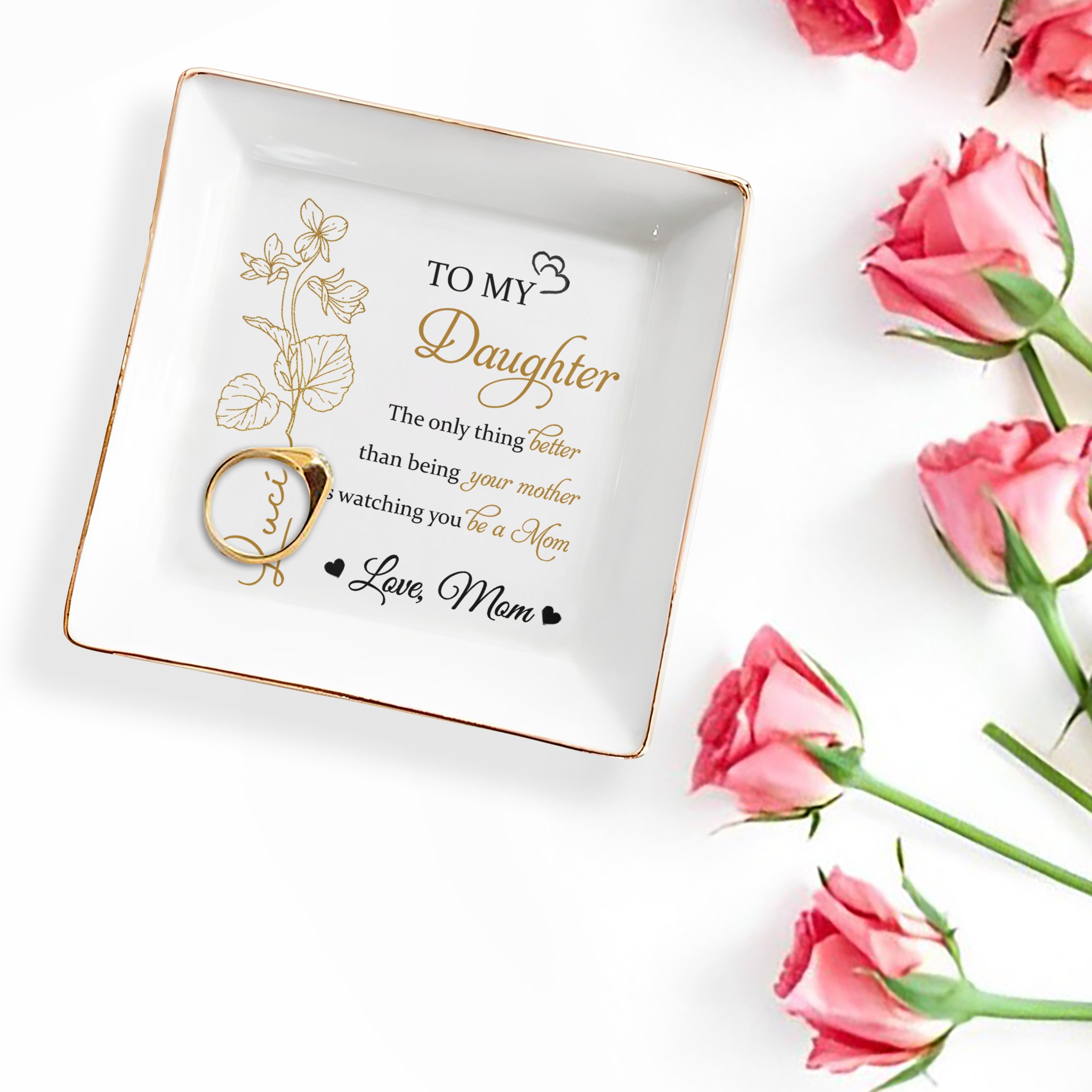 To My Daughter, Watching You Be a Mom - Personalized Custom Jewelry Dish, Square Ceramic Dish - DAU106_SCRD