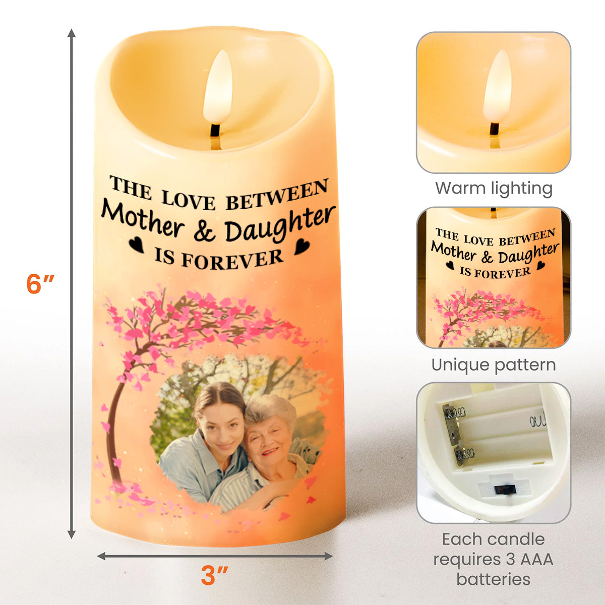 The Love Between Mother & Daughter Is Forever, Cherry Blossom Tree - Personalized Custom LED Candle - DAU112_LECA