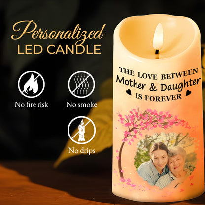 The Love Between Mother & Daughter Is Forever, Cherry Blossom Tree - Personalized Custom LED Candle - DAU112_LECA