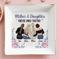Mother & Daughters Forever Linked Together, Women Holding Hands - Personalized Custom Jewelry Dish, Square Ceramic Dish - DAU115_SCRD