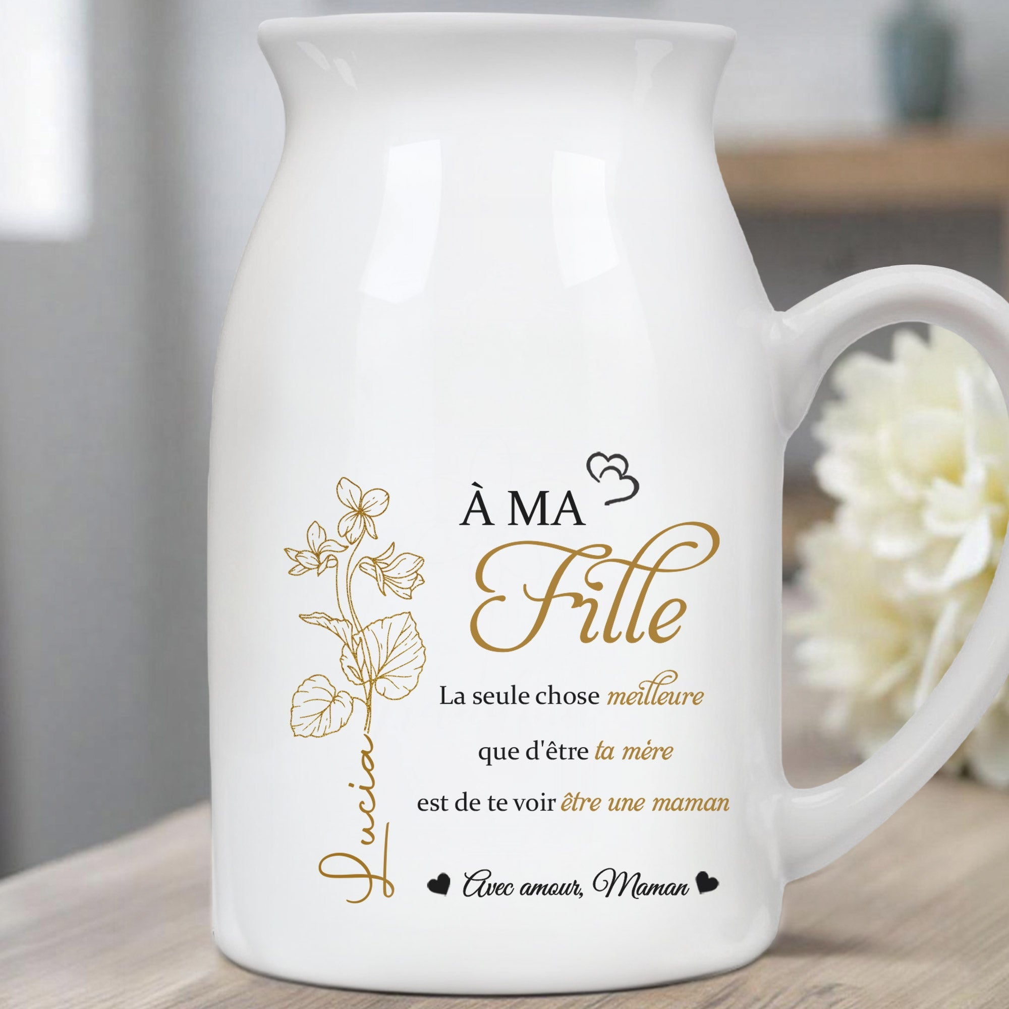À Ma Fille - Personalized Ceramic Flower Vase