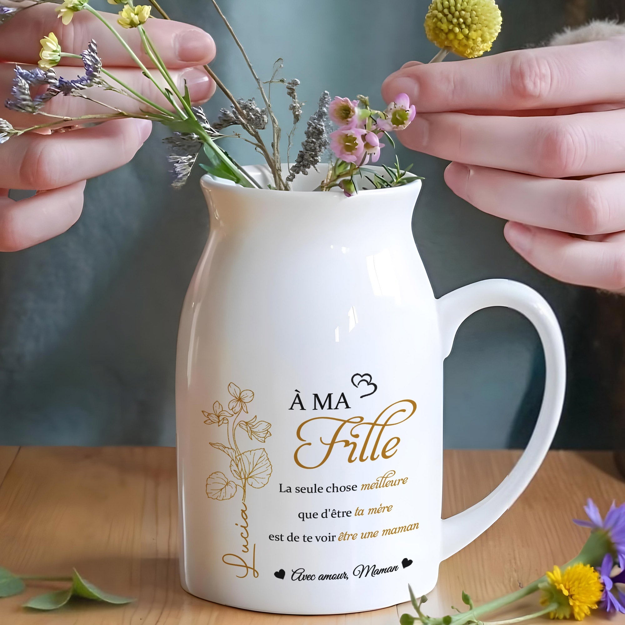 À Ma Fille - Personalized Ceramic Flower Vase
