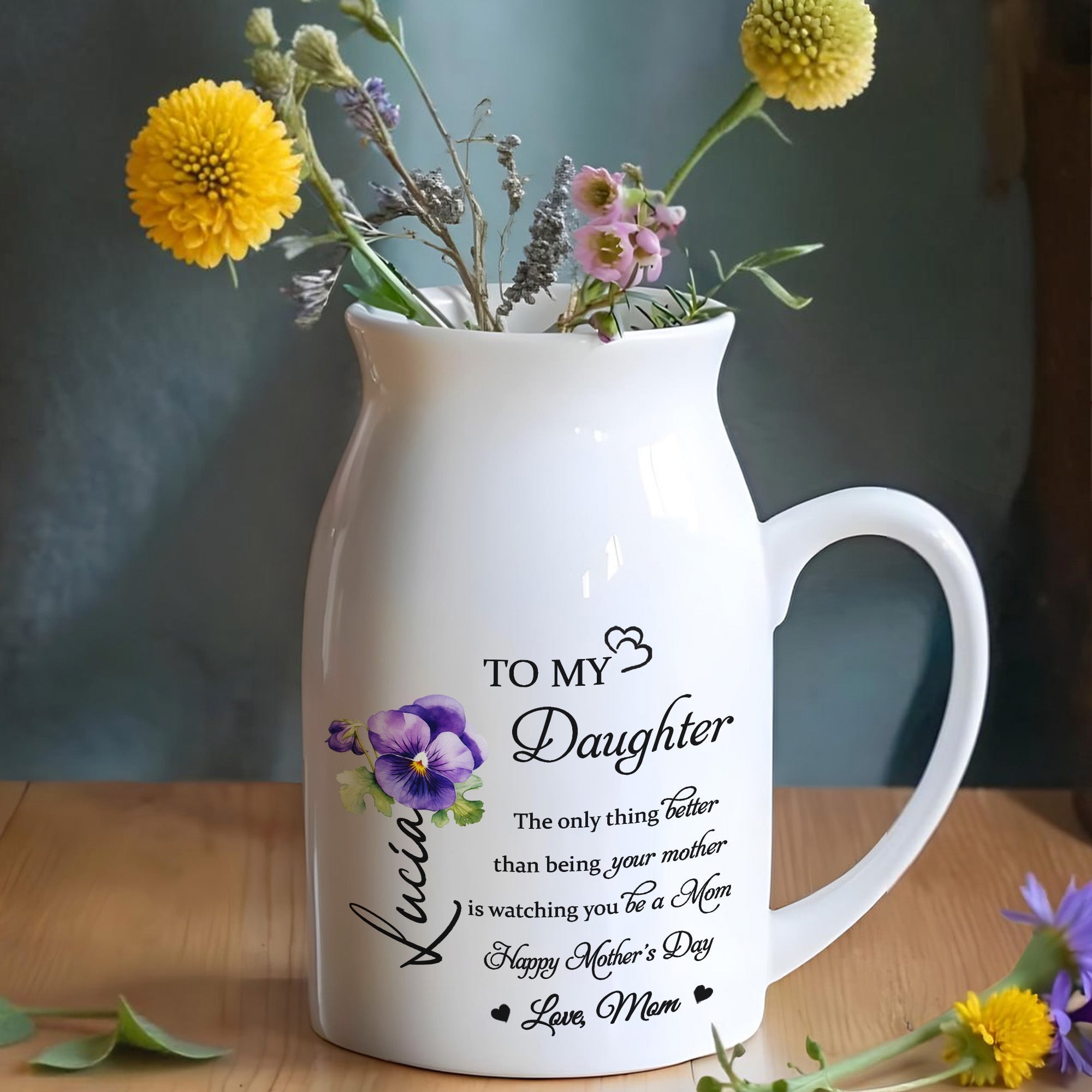 To My Daughter, The Only Thing Better Than Being Your Mother Is Watching You Be A Mom, Flower - Personalized Ceramic Flower Vase