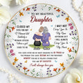 To My Beautiful Daughter, Flowers And Butterflies - Personalized Custom Jewelry Dish, Ceramic Dish, Round Shape - DAU142_RCRF