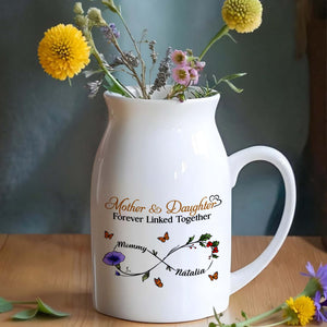 To My Beautiful Daughter, Believe In Yourself, Flowers and Branches - Personalized Ceramic Flower Vase