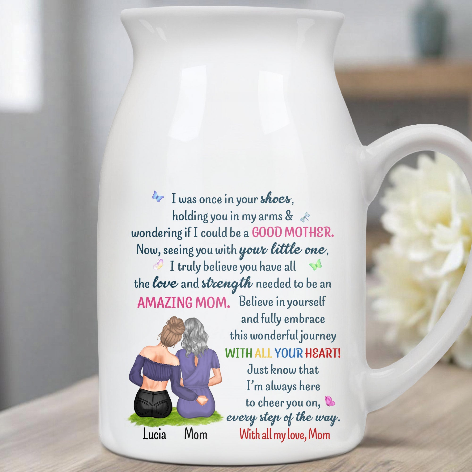 I Was Once In Your Shoes, Mother And Child - Personalized Ceramic Flower Vase