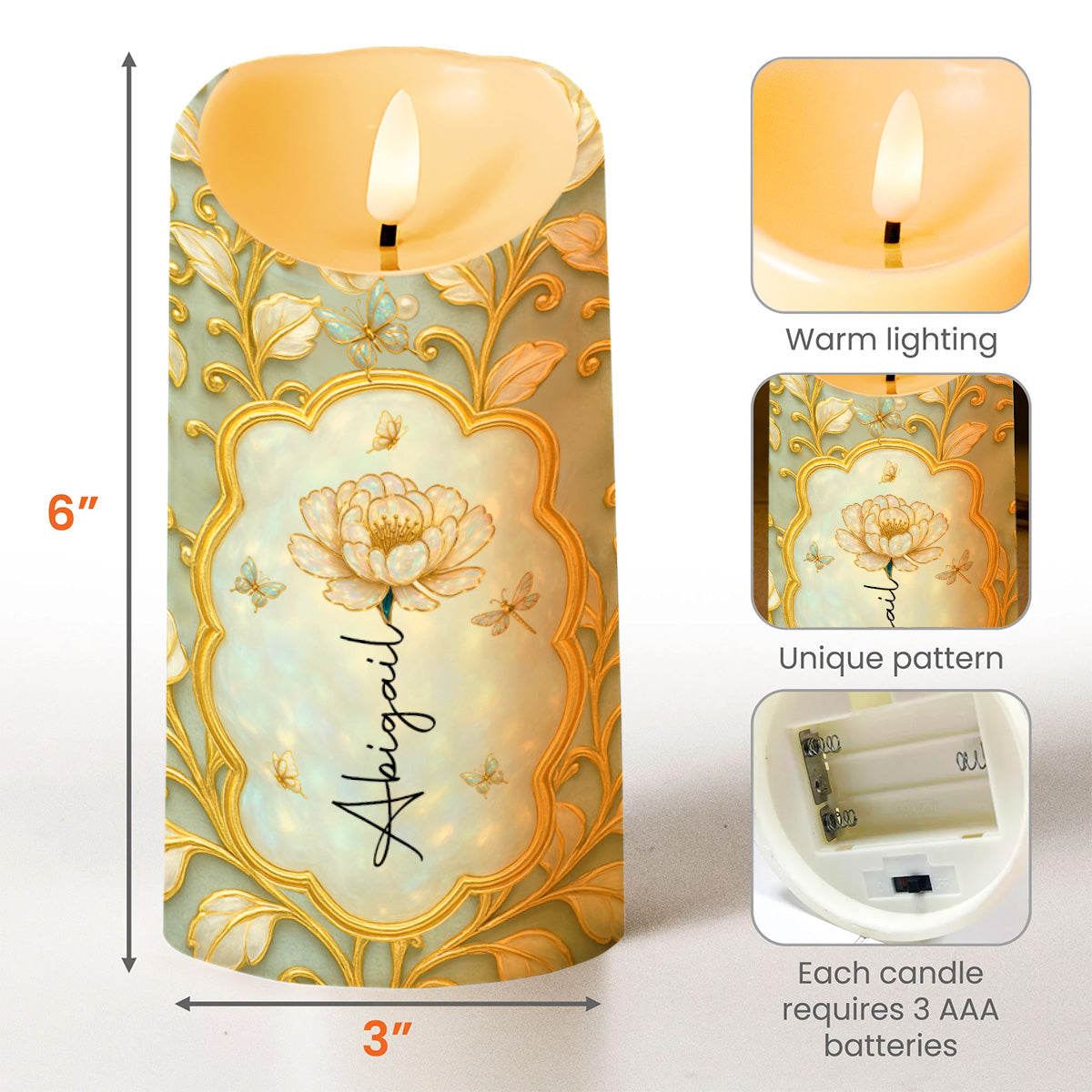 To My Beautiful Daughter, Believe In Yourself, Flowers Design - Personalized Custom LED Candle - DAU149_LECA