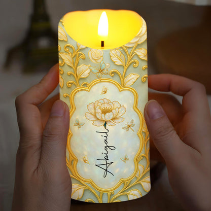 To My Beautiful Daughter, Believe In Yourself, Flowers Design - Personalized Custom LED Candle - DAU149_LECA
