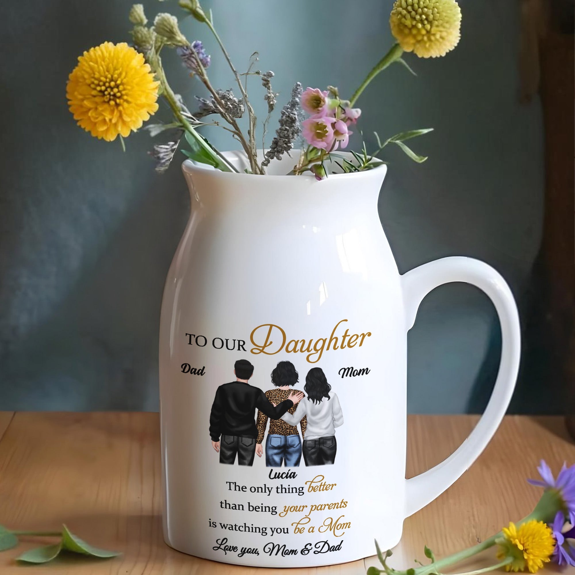 To Our Daughter, The Only Thing Better Than Being Your Parents, Family Figure - Personalized Ceramic Flower Vase