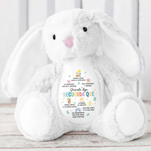 Querida Hija, Recuerda Que Siempre Podrás Contar Conmigo, Sun, Flowers, Hearts - Personalized Stuffed Bunny - DAU153_BUN