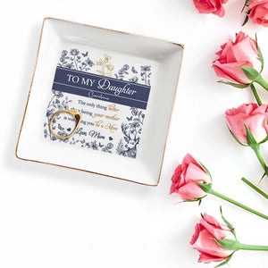 To My Daughter Caroline, The Only Thing Better Than Being Your Mother, Flowers, Deer - Personalized Custom Jewelry Dish, Square Ceramic Dish - DAU156_SCRD
