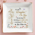 To My Daughter In Law, The only thing better than being your mother-in-law is watching you be a Mom, Flowers and Butterflies - Personalized Custom Jewelry Dish, Square Ceramic Dish - DAU160_SCRD