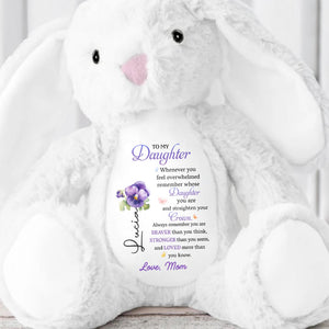 To My Daughter, Whenever You Feel Overwhelmed, Flowers - Personalized Stuffed Bunny - DAU162_BUN