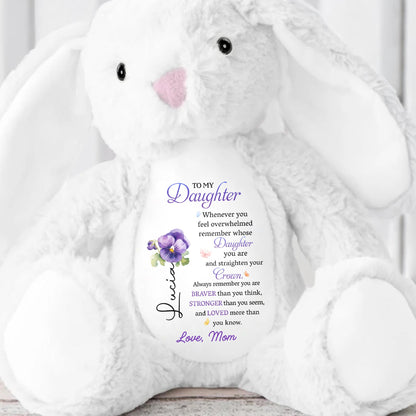 To My Daughter, Whenever You Feel Overwhelmed, Flowers - Personalized Stuffed Bunny - DAU162_BUN