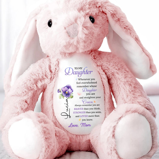 To My Daughter, Whenever You Feel Overwhelmed, Flowers - Personalized Stuffed Bunny - DAU162_BUN