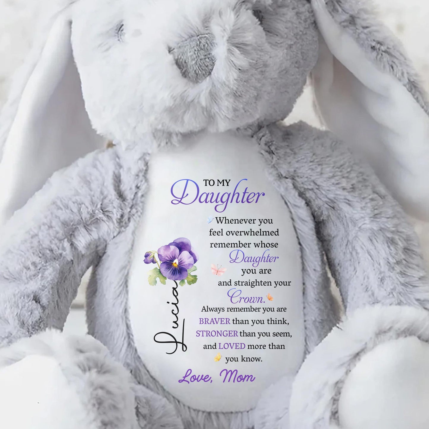 To My Daughter, Whenever You Feel Overwhelmed, Flowers - Personalized Stuffed Bunny - DAU162_BUN