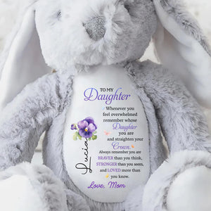 To My Daughter, Whenever You Feel Overwhelmed, Flowers - Personalized Stuffed Bunny - DAU162_BUN