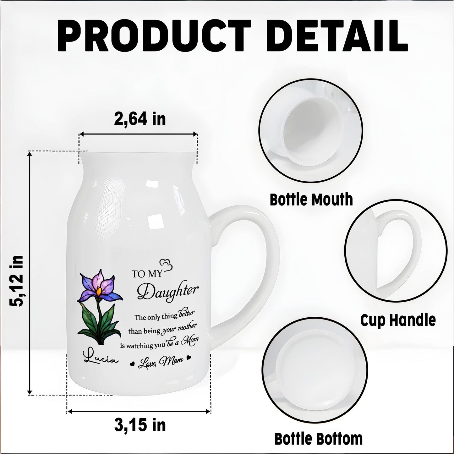 To My Daughter, The Only Thing Better Than Being Your Mother Is Watching You Be A Mom, Flower - Personalized Ceramic Flower Vase