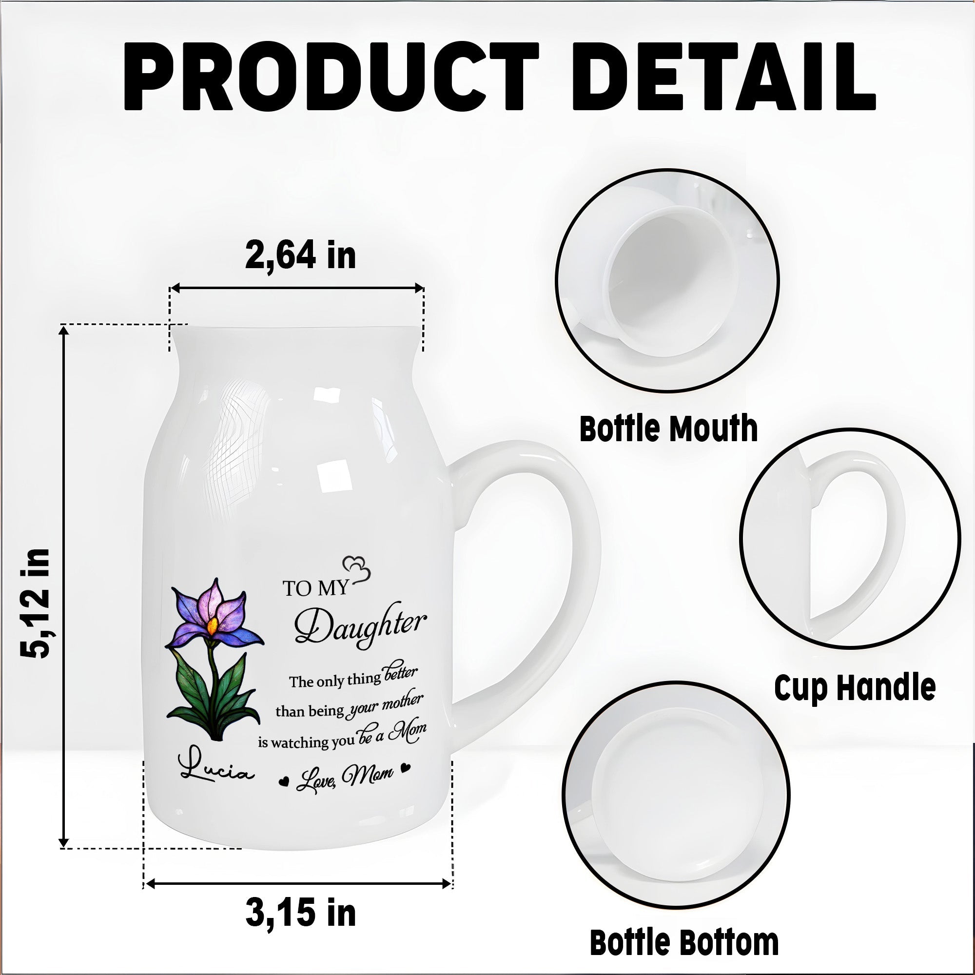 To My Daughter, The Only Thing Better Than Being Your Mother Is Watching You Be A Mom, Flower - Personalized Ceramic Flower Vase