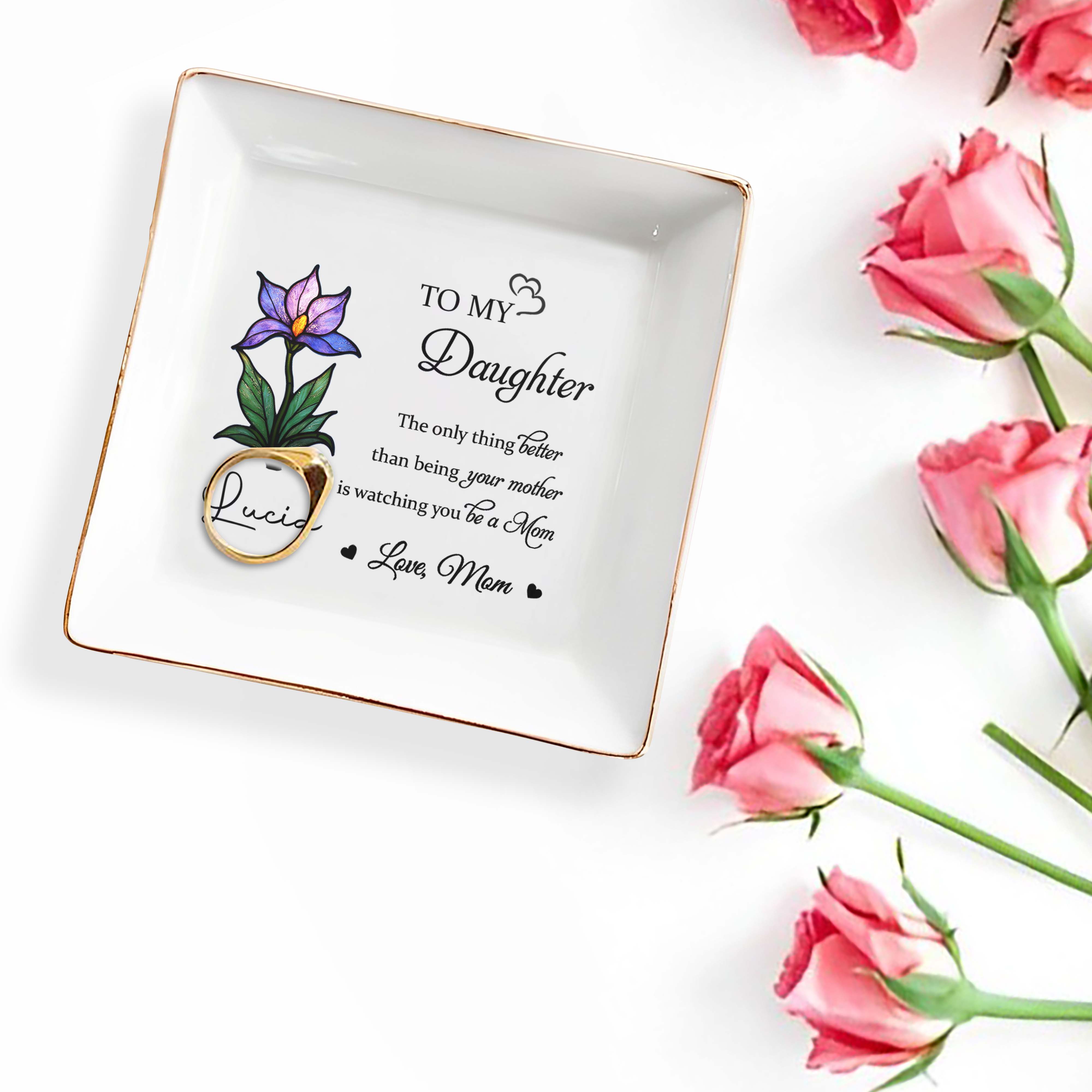 To My Daughter, The Only Thing Better Than Being Your Mother - Personalized Custom Jewelry Dish, Square Ceramic Dish - DAU167_SCRD