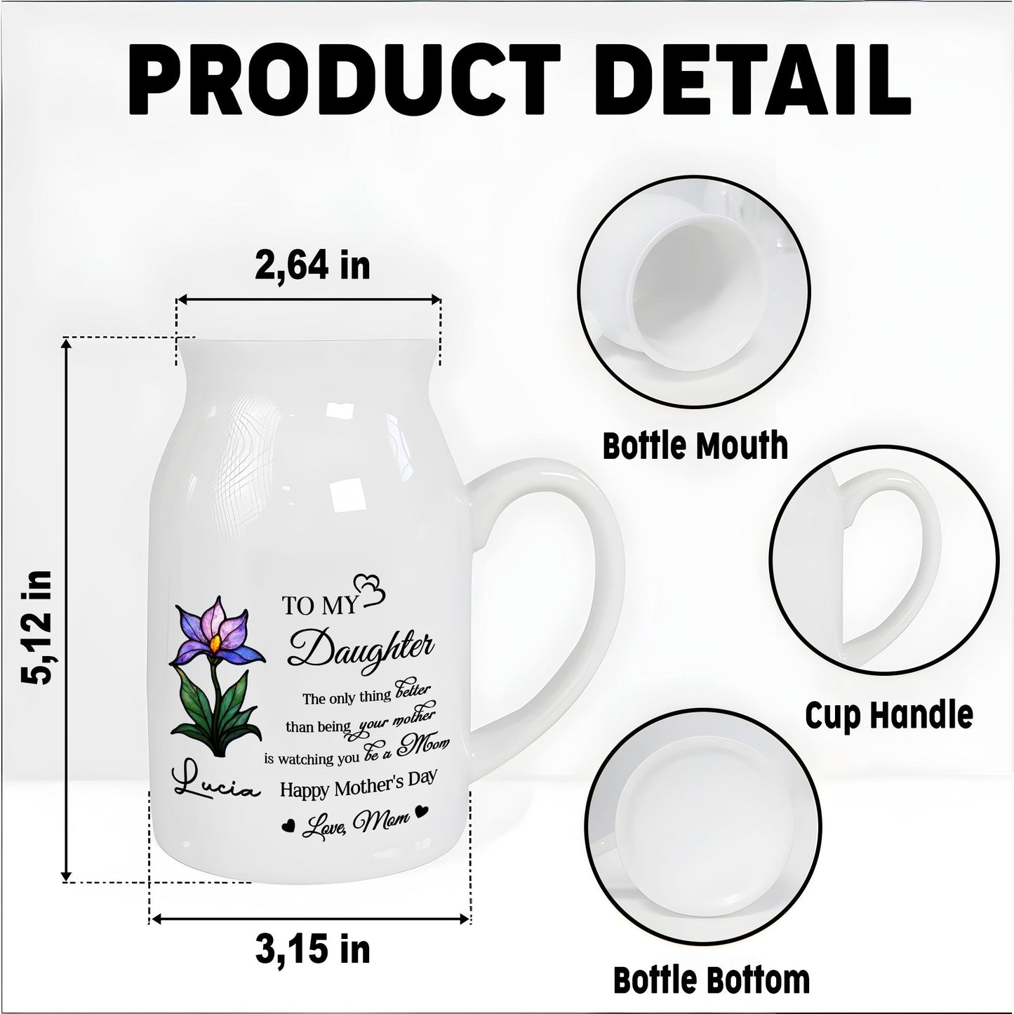 To My Daughter, The only thing better than being your mother is watching you be a Mom, Flower - Personalized Ceramic Flower Vase