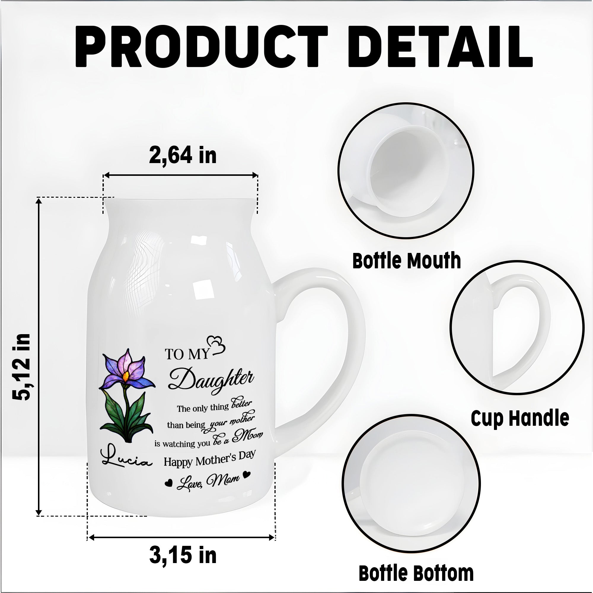 To My Daughter, The only thing better than being your mother is watching you be a Mom, Flower - Personalized Ceramic Flower Vase