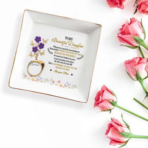 To My Beautiful Daughter Love You For The Rest Of Mine - Personalized Custom Jewelry Dish, Square Ceramic Dish - DAU170_SCRD