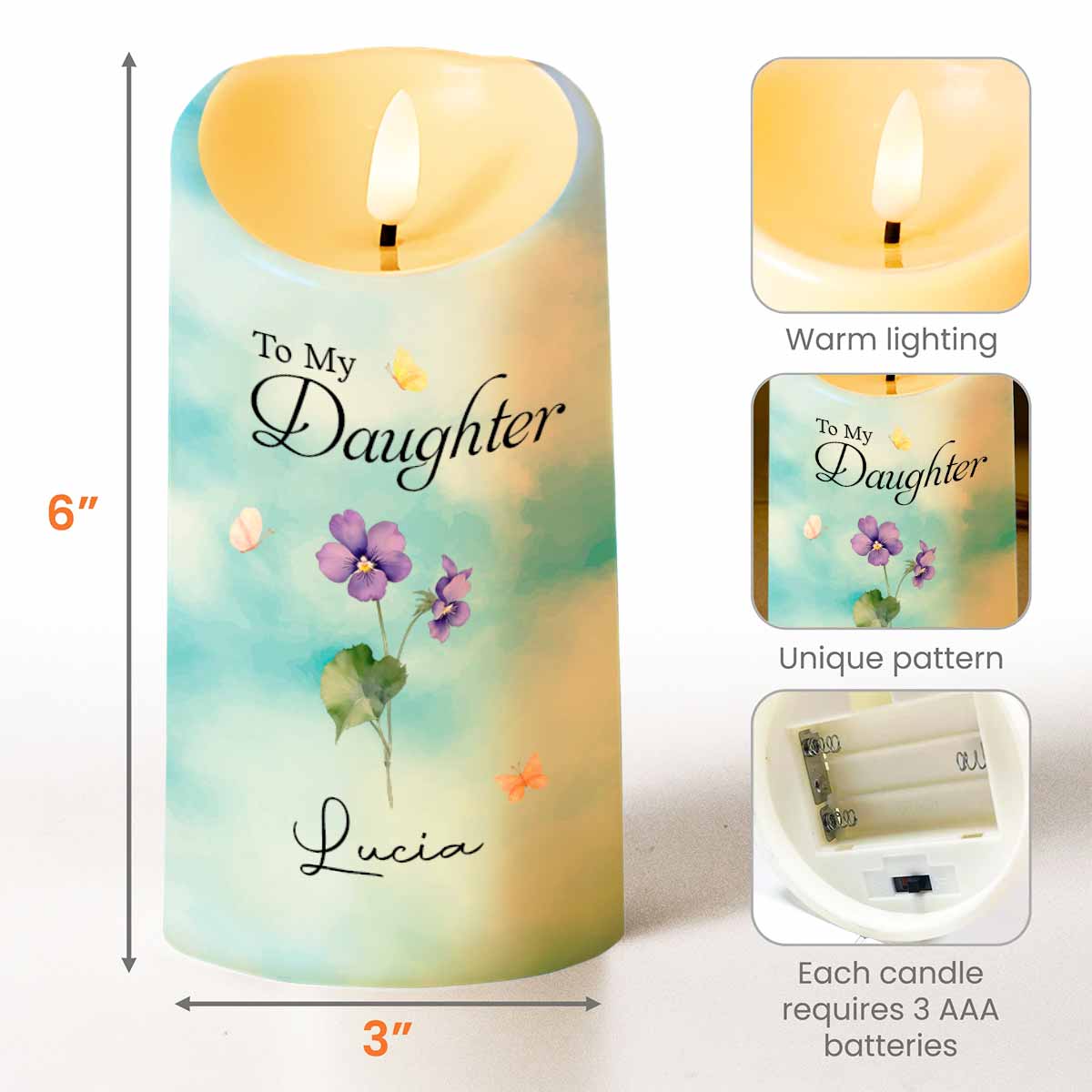 To My Daughter, You Are A Gift From Heaven, Flowers - Personalized Custom LED Candle - DAU175_LECA