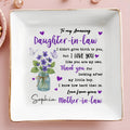 To My Amazing Daughter-In-Law With Flowers And Butterflies - Personalized Custom Jewelry Dish, Square Ceramic Dish - DAU186_SCRD