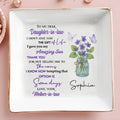 To My Dear Daughter-in-Law The Gift Of Life With Flowers - Personalized Custom Jewelry Dish, Square Ceramic Dish - DAU187_SCRD