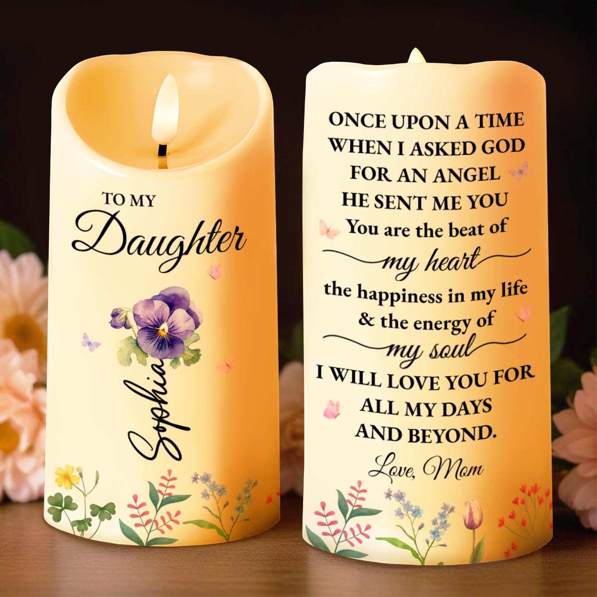 Once Upon A Time When I Asked God For An Angel - Personalized Custom LED Candle - DAU188_LECA
