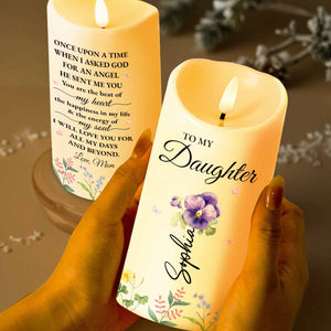 Once Upon A Time When I Asked God For An Angel - Personalized Custom LED Candle - DAU188_LECA