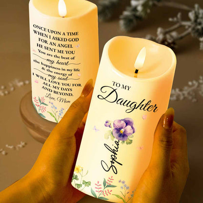 Once Upon A Time When I Asked God For An Angel - Personalized Custom LED Candle - DAU188_LECA