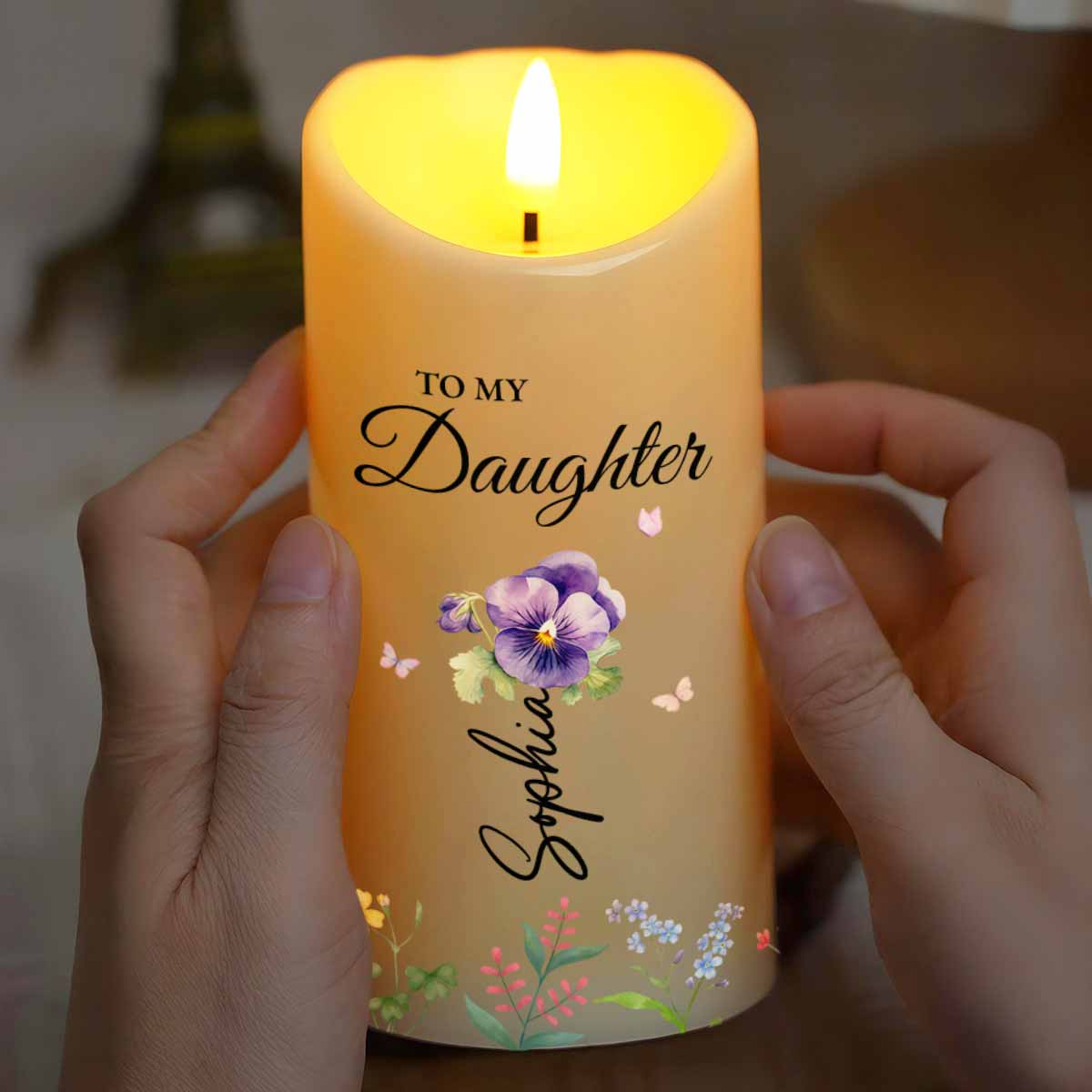 Once Upon A Time When I Asked God For An Angel - Personalized Custom LED Candle - DAU188_LECA