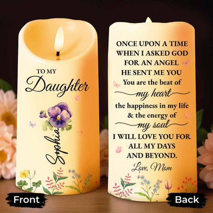 Once Upon A Time When I Asked God For An Angel - Personalized Custom LED Candle - DAU188_LECA