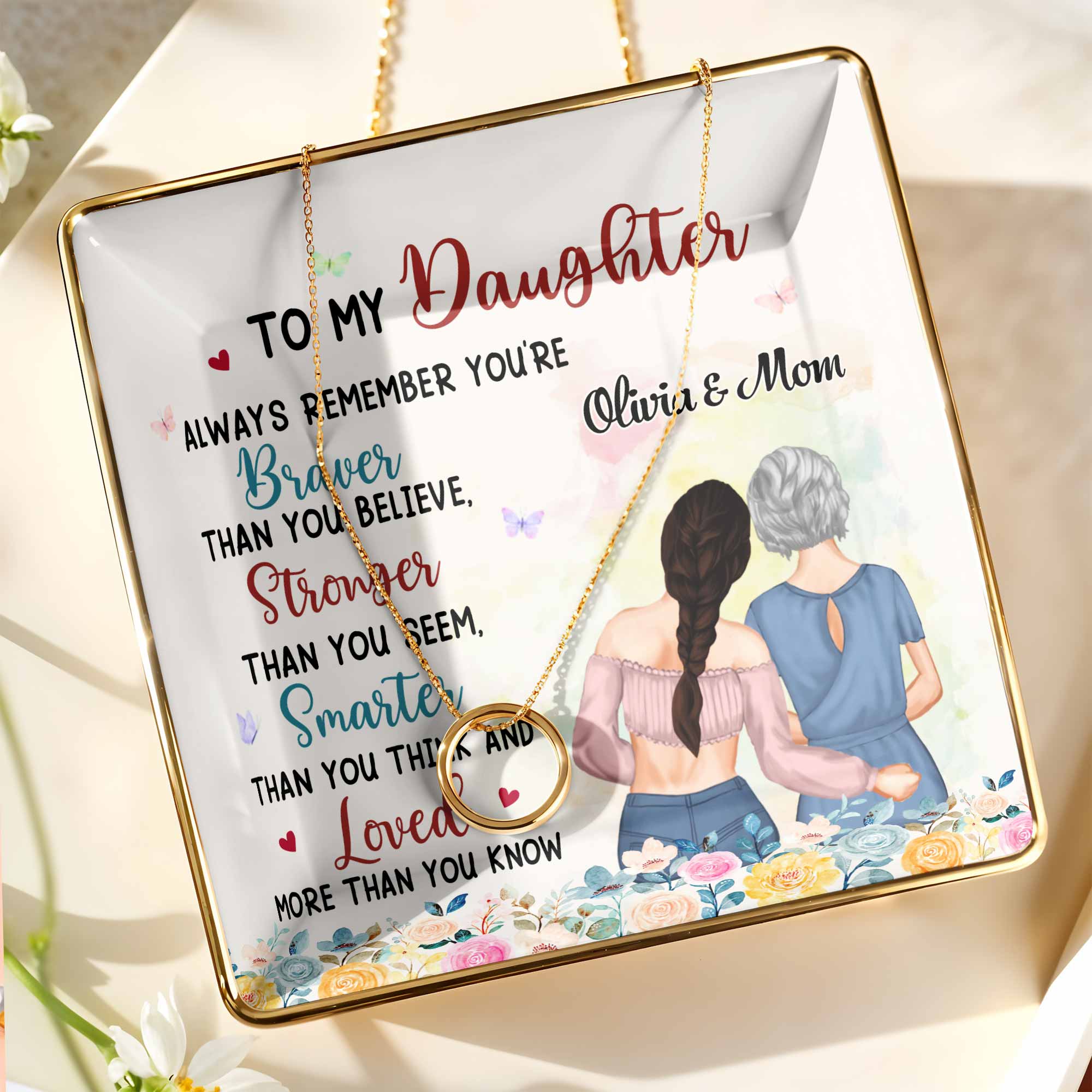 Always Remember You're Braver, Stronger, Smarter - Personalized Custom Jewelry Dish, Ceramic Dish, Square Shape - DAU189_SCRF