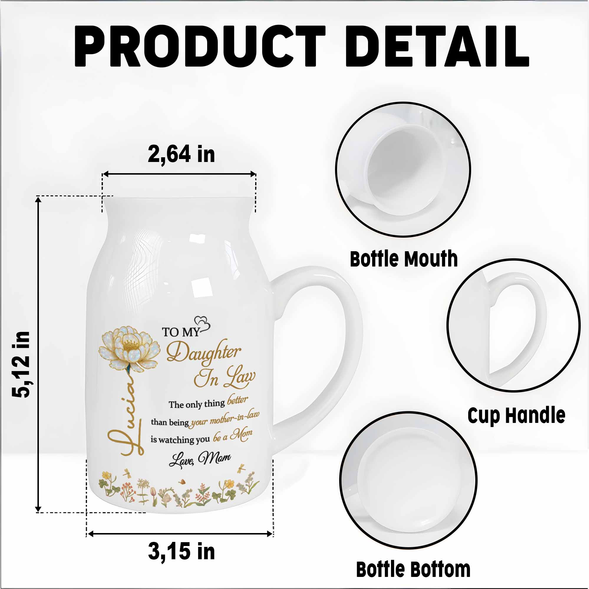 To My Daughter In Law, Watching You Be A Mom - Personalized Ceramic Flower Vase