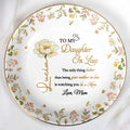 To My Daughter In Law, Love, Flowers - Personalized Custom Jewelry Dish, Ceramic Dish, Round Shape - DAU193_RCRF