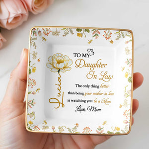 The Only Thing Better Than Being Your Mother-In-Law Is Watching You - Personalized Custom Jewelry Dish, Ceramic Dish, Square Shape - DAU193_SCRF