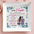 To My Daughter, Always Be My Baby Girl, Flowers And Butterflies - Personalized Custom Jewelry Dish, Square Ceramic Dish - DAU194_SCRD
